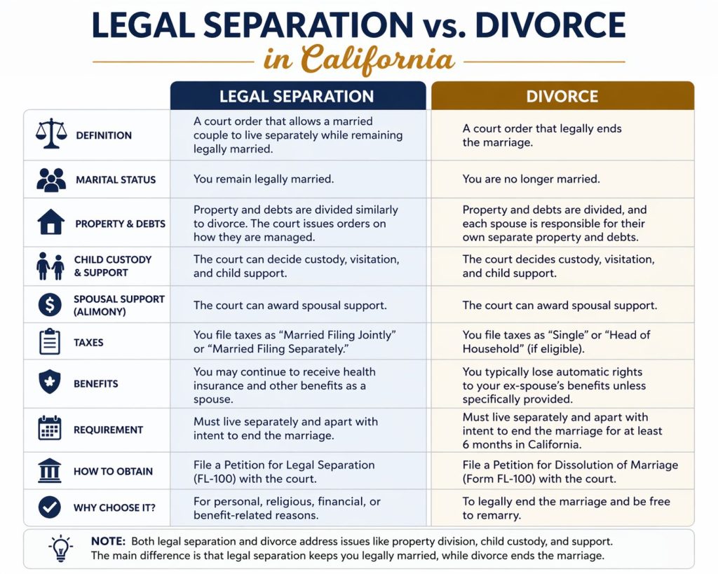 Legal Separation vs. Divorce in California