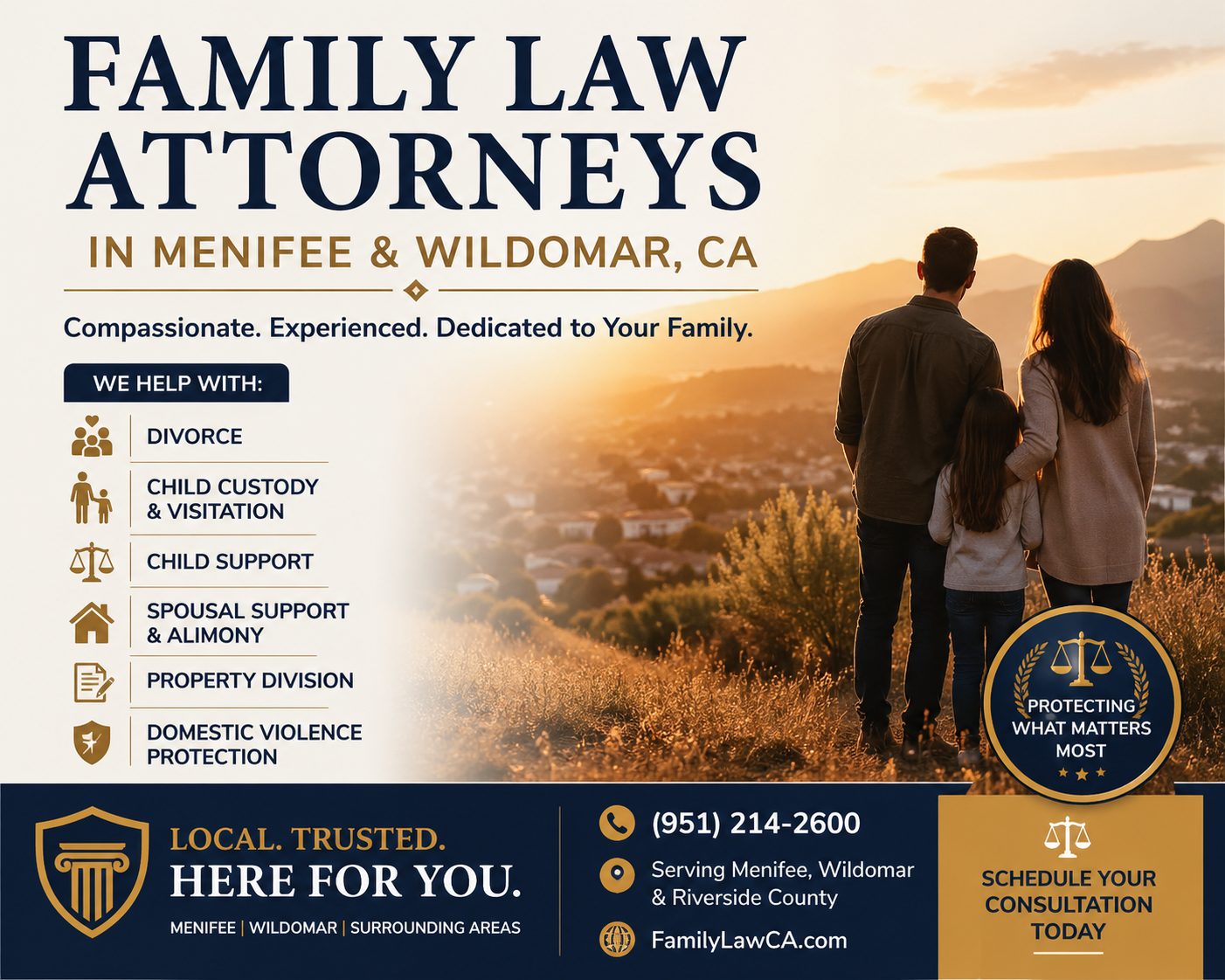 Menifee & Wildomar Family Law Attorneys | Divorce, Child Custody & Support Help