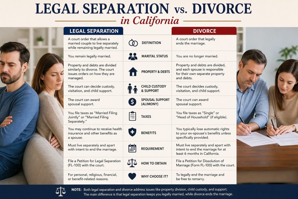 Legal Separation vs. Divorce in California